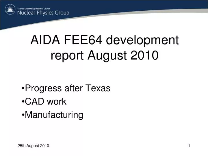 aida fee64 development report august 2010