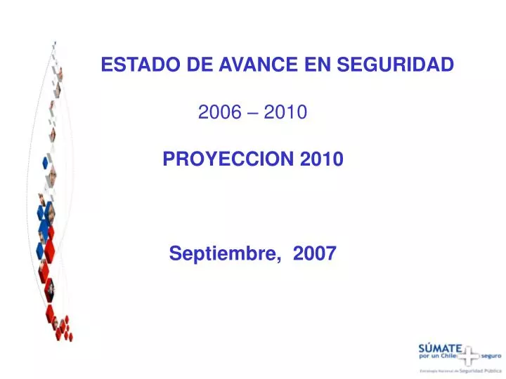 estado de avance en seguridad 2006 2010 proyeccion 2010 septiembre 2007