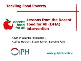 Lessons from the Decent Food for All (DFfA) intervention