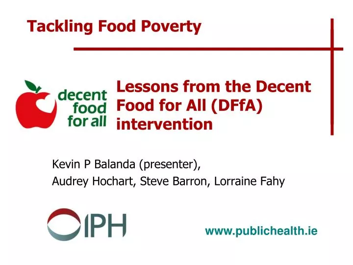 lessons from the decent food for all dffa intervention