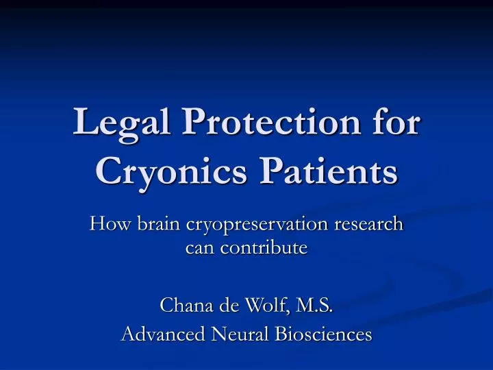 legal protection for cryonics patients