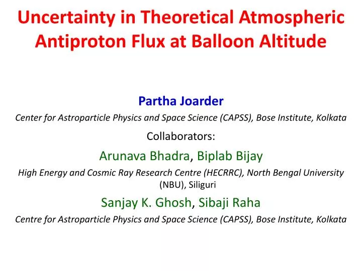 uncertainty in theoretical atmospheric antiproton flux at balloon altitude