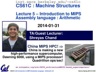 TA/Guest Lecturer: Shreyas Chand