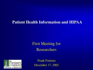Patient Health Information and HIPAA