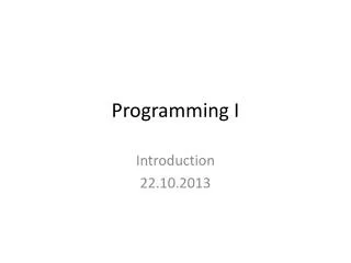 Programming I