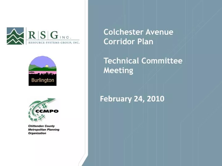 colchester avenue corridor plan technical committee meeting