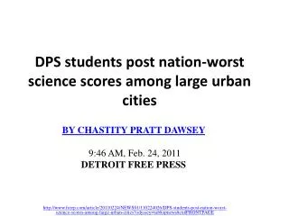 DPS students post nation-worst science scores among large urban cities