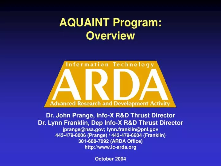 aquaint program overview