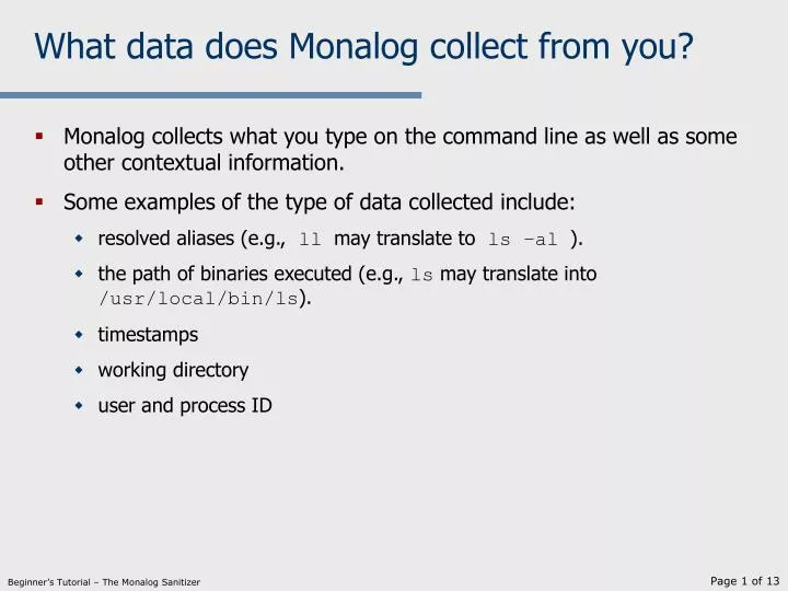what data does monalog collect from you