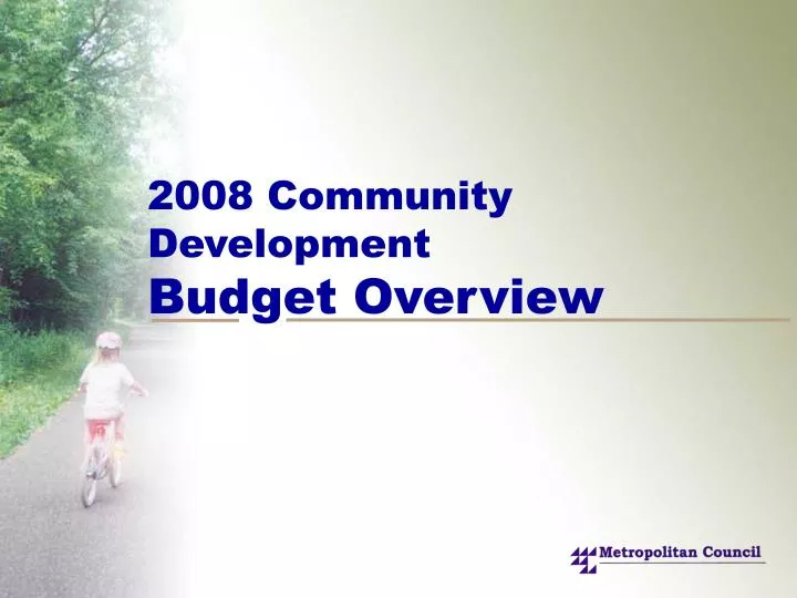 2008 community development budget overview