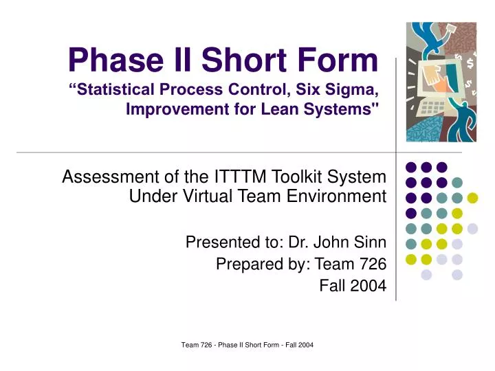 phase ii short form statistical process control six sigma improvement for lean systems