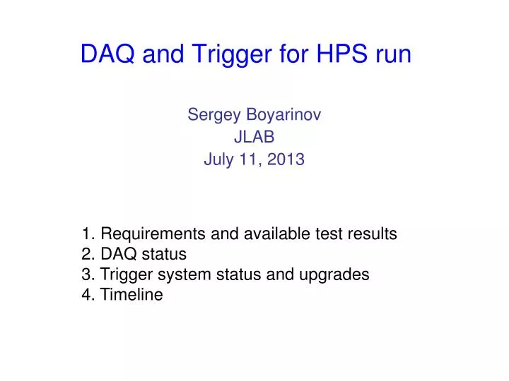 daq and trigger for hps run