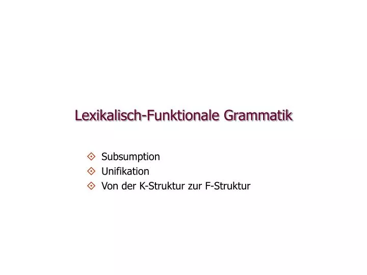 lexikalisch funktionale grammatik