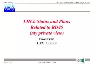 LHCb Status and Plans Related to RD45 (my private view)