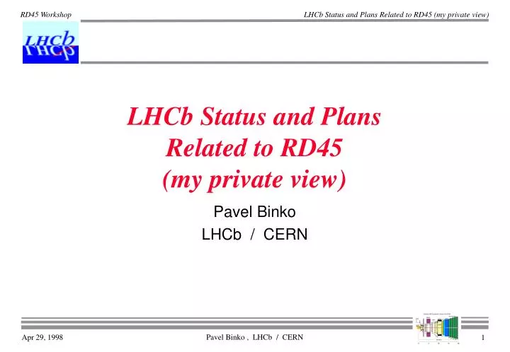 lhcb status and plans related to rd45 my private view