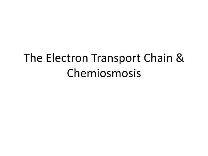 the electron transport chain chemiosmosis