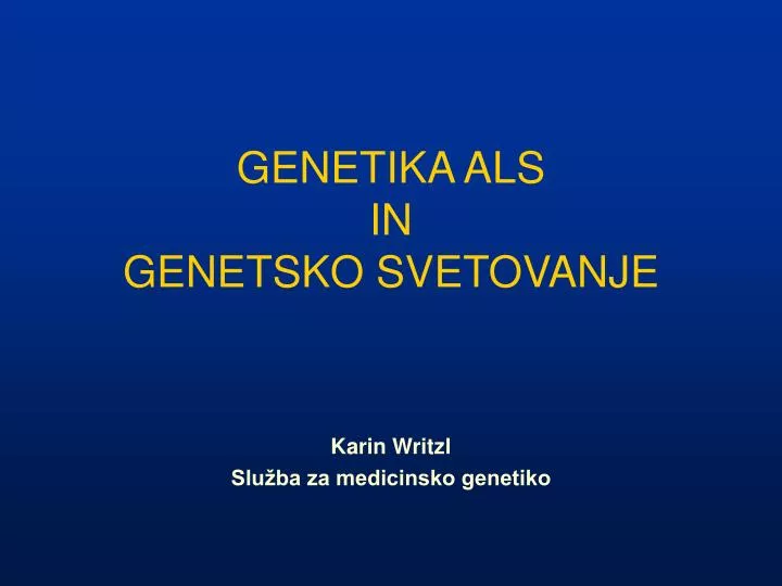 genetika als in genetsko svetovanje