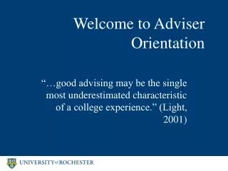 Welcome to Adviser Orientation