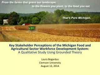 Key Stakeholder Perceptions of the MI Food &amp; Agricultural Sector Workforce Development System