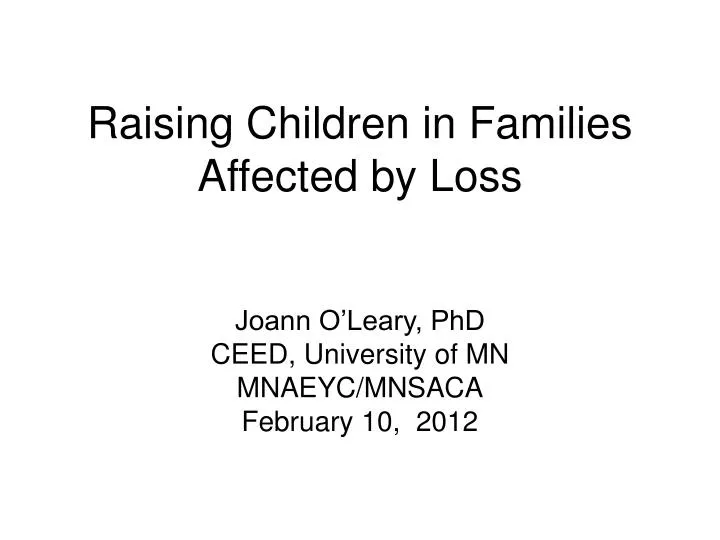 raising children in families affected by loss