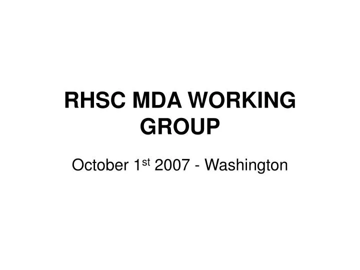 rhsc mda working group