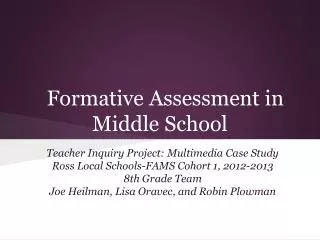 Formative Assessment in Middle School