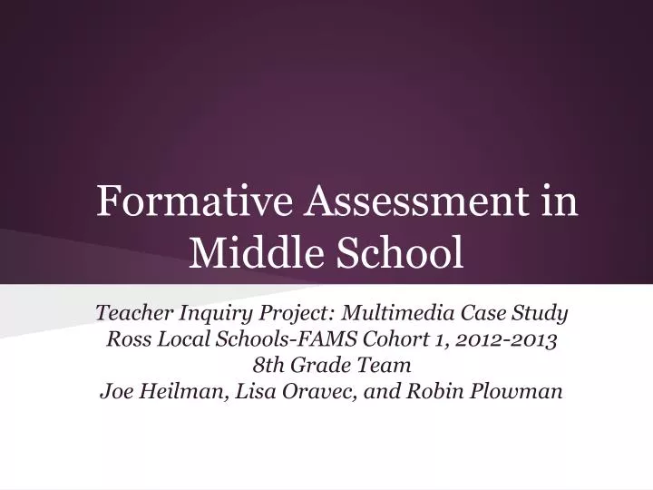 formative assessment in middle school