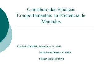 contributo das finan as comportamentais na efici ncia de mercados