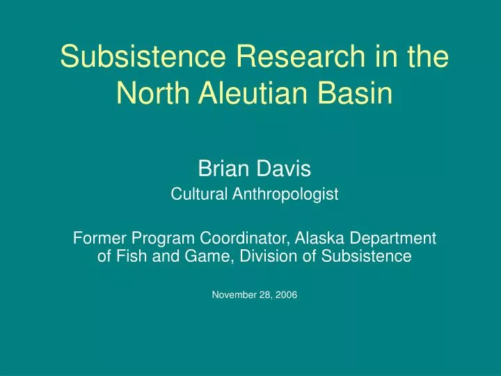 subsistence research in the north aleutian basin