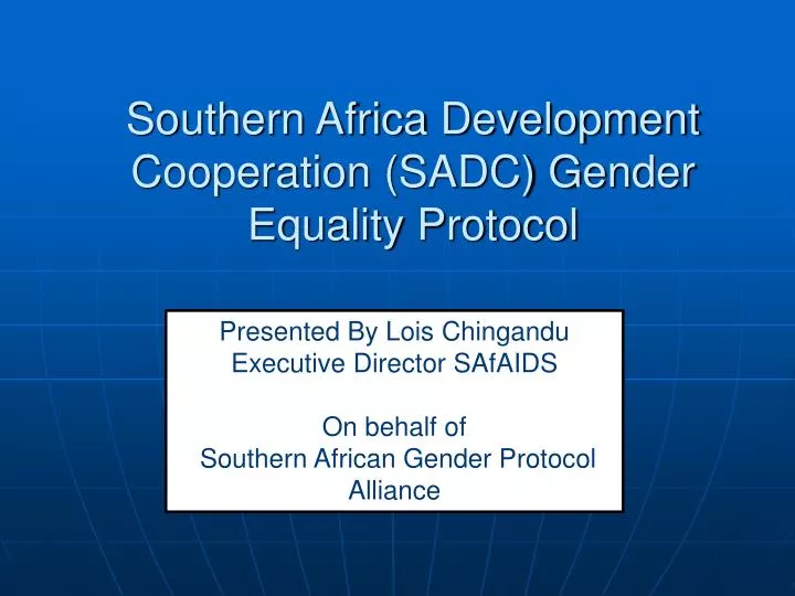 southern africa development cooperation sadc gender equality protocol