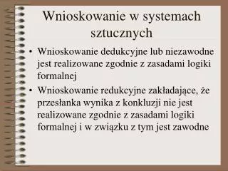 wnioskowanie w systemach sztucznych
