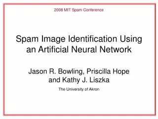 Spam Image Identification Using an Artificial Neural Network