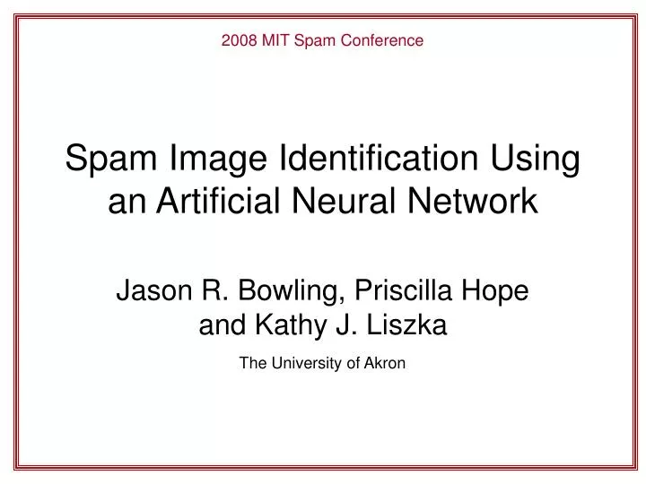 spam image identification using an artificial neural network