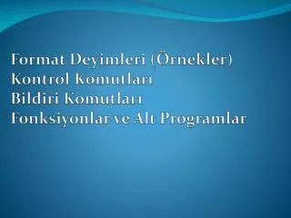 format deyimleri rnekler kontrol komutlar bildiri komutlar fonksiyonlar ve alt programlar