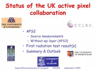 Status of the UK active pixel collaboration