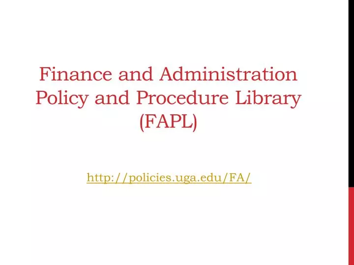 f inance and administration p olicy and procedure l ibrary fapl