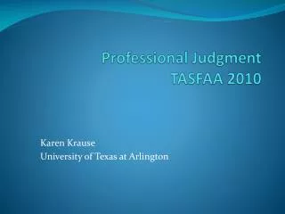 Professional Judgment TASFAA 2010