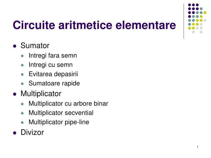 circuite aritmetice elementare