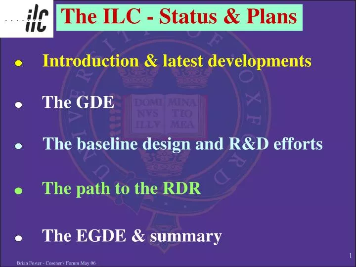 the ilc status plans