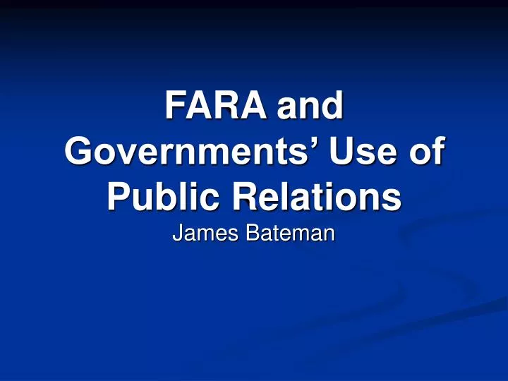 fara and governments use of public relations