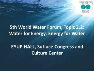5th World Water Forum, Topic 2.2: Water for Energy , Energy for Water