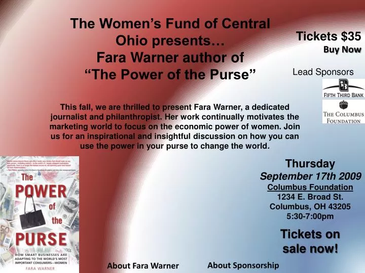 the women s fund of central ohio presents fara warner author of the power of the purse