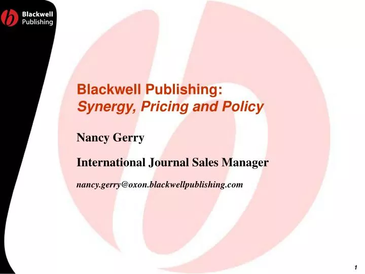 blackwell publishing synergy pricing and policy