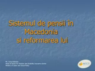Sistemul de pensii în Macedoni a si reformarea lui