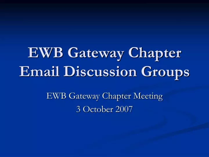 ewb gateway chapter email discussion groups