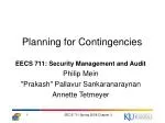 Planning for Contingencies - slide 1