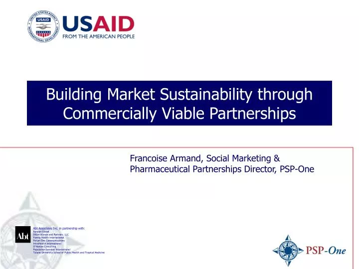 building market sustainability through commercially viable partnerships