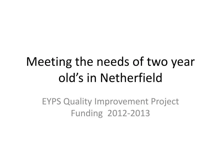 meeting the needs of two year old s in netherfield