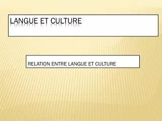 relation entre langue et culture