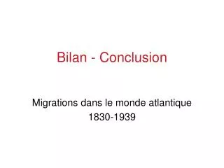 bilan conclusion